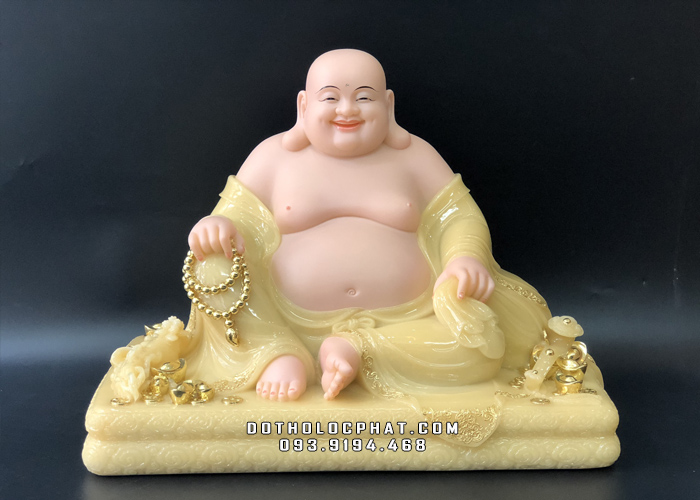 Tượng Phật Di Lặc Bột Đá Thạch Anh Đế Chữ Nhật DLBT-040
